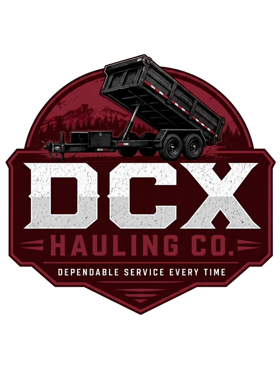 DCX Hauling Co. logo — dump trailer badge